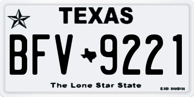 TX license plate BFV9221