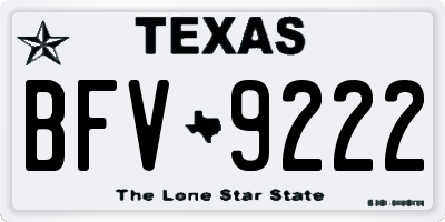 TX license plate BFV9222
