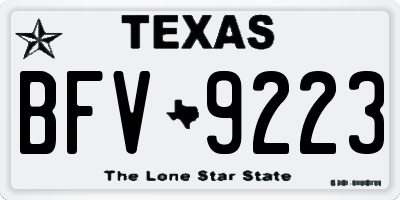 TX license plate BFV9223