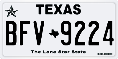 TX license plate BFV9224