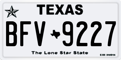 TX license plate BFV9227