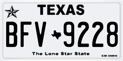 TX license plate BFV9228