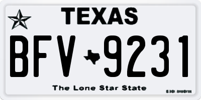 TX license plate BFV9231