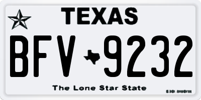 TX license plate BFV9232