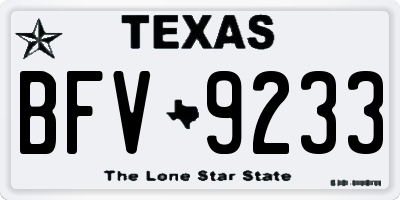 TX license plate BFV9233
