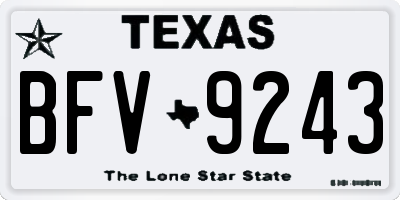 TX license plate BFV9243