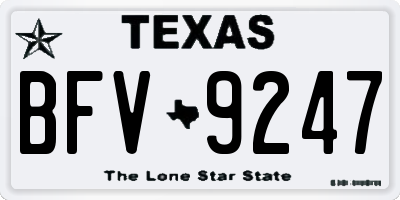 TX license plate BFV9247