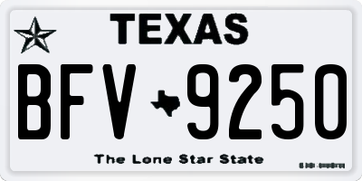 TX license plate BFV9250