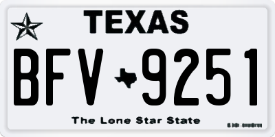 TX license plate BFV9251