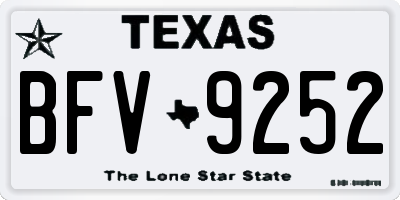 TX license plate BFV9252