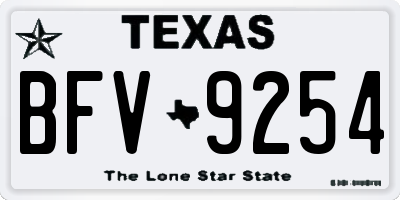 TX license plate BFV9254