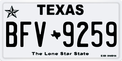 TX license plate BFV9259