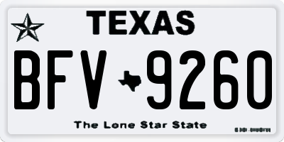 TX license plate BFV9260