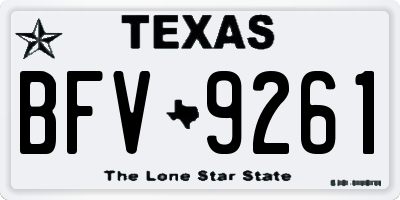 TX license plate BFV9261