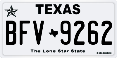 TX license plate BFV9262