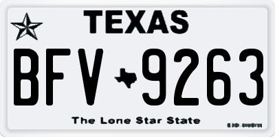 TX license plate BFV9263