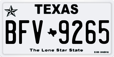 TX license plate BFV9265