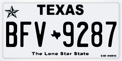 TX license plate BFV9287