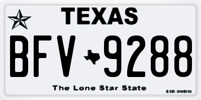 TX license plate BFV9288