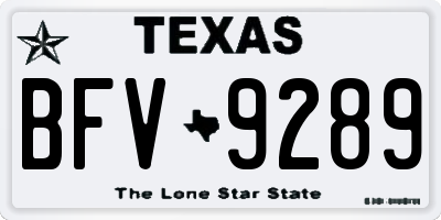 TX license plate BFV9289