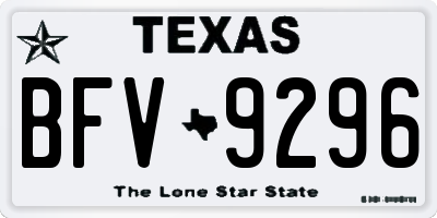 TX license plate BFV9296