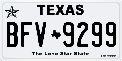 TX license plate BFV9299