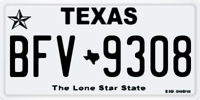 TX license plate BFV9308