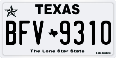 TX license plate BFV9310