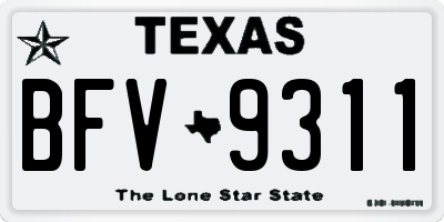 TX license plate BFV9311