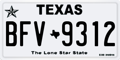 TX license plate BFV9312