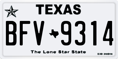 TX license plate BFV9314