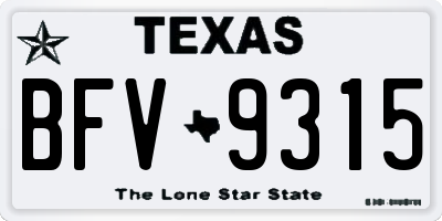 TX license plate BFV9315