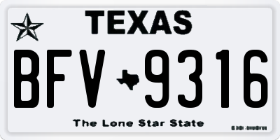 TX license plate BFV9316