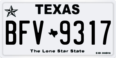 TX license plate BFV9317