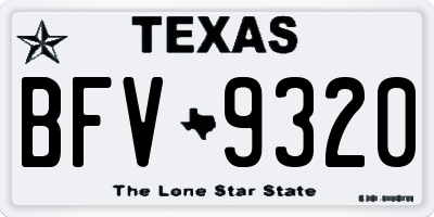TX license plate BFV9320