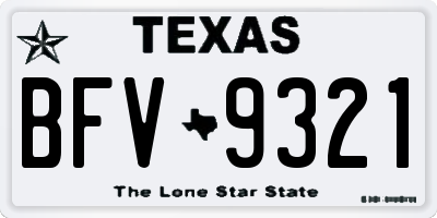 TX license plate BFV9321