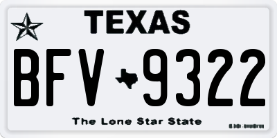 TX license plate BFV9322