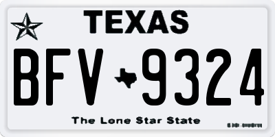 TX license plate BFV9324