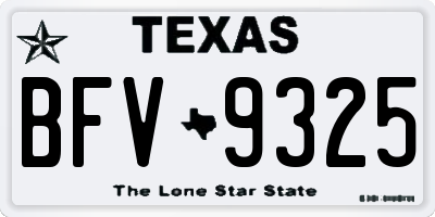 TX license plate BFV9325