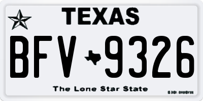 TX license plate BFV9326