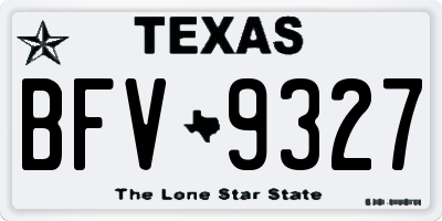 TX license plate BFV9327