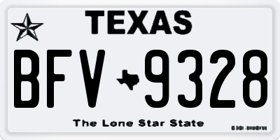 TX license plate BFV9328