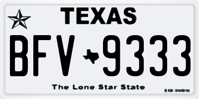 TX license plate BFV9333