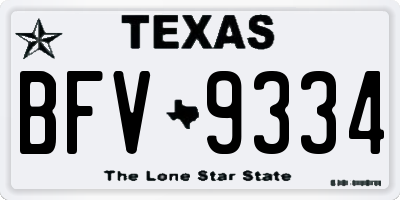 TX license plate BFV9334