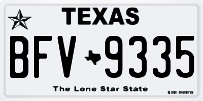 TX license plate BFV9335