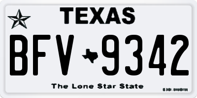 TX license plate BFV9342