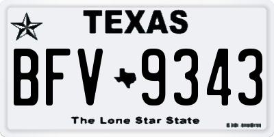 TX license plate BFV9343