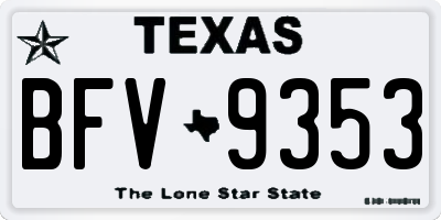 TX license plate BFV9353
