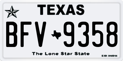 TX license plate BFV9358