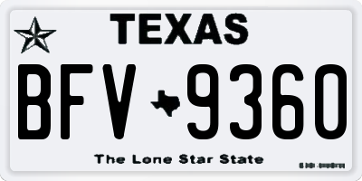 TX license plate BFV9360